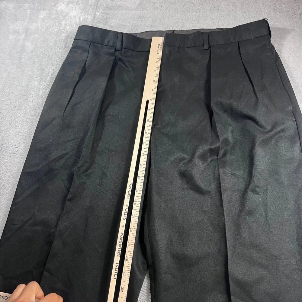 Polo Ralph Lauren Men Black Pleated Cuffed Dress Pants 38/30 Polyester